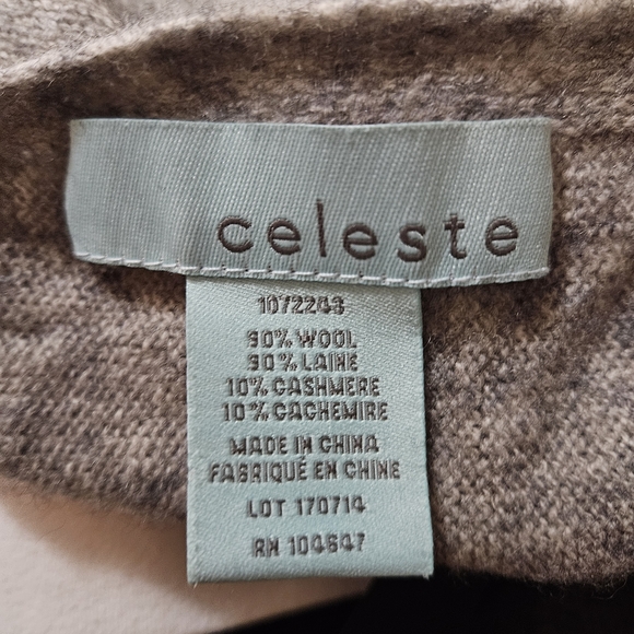 Celeste Black Gray Colorblock 90% Wool 10% Cashmere Knit Scarf - Picture 7 of 7